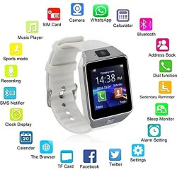 DZ09 Smart Watch Full Touch Display Single Sim Call SMS Camera Mobile Watch Home Button - White
