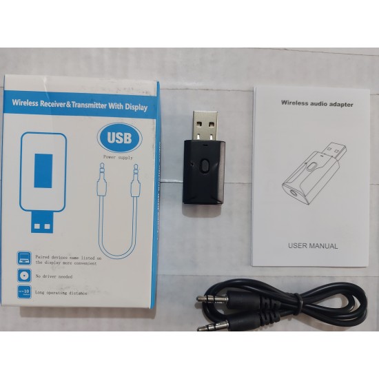 T02 Bluetooth 5.0 Audio Receiver Trans-mi-tter AUX USB 3.5mm Jack Mic Handsfree Call