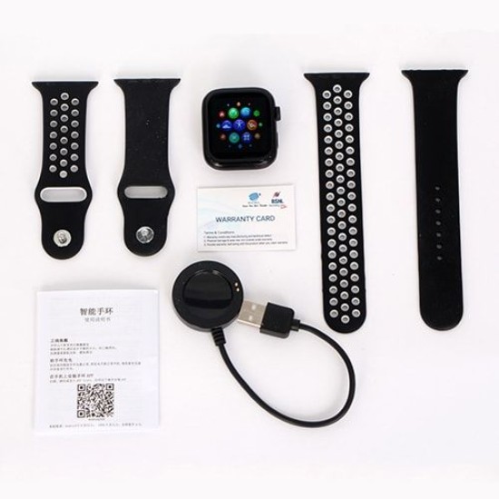 T55 Smart watch Dual Belt Full Touch Water Reset Calling Option -Black