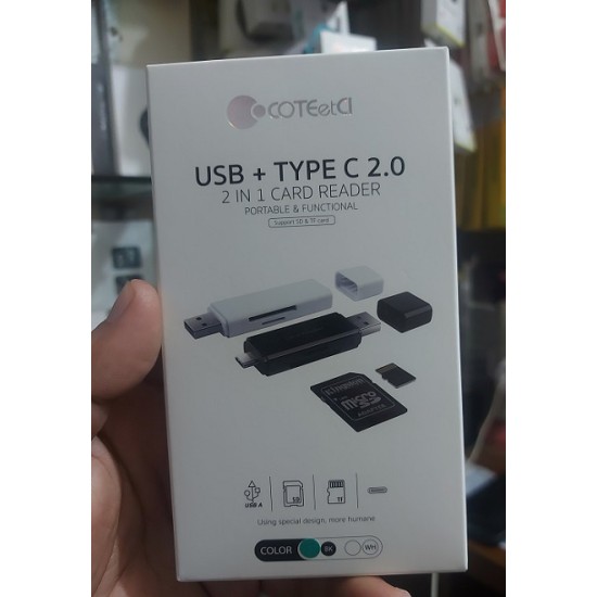 Coteeta USB And Type-c 2 in 1 Card Reader