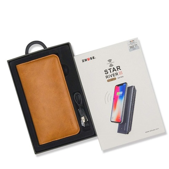 Zhuse Star River Series 3 Wireless Power Bank Leather Wallet