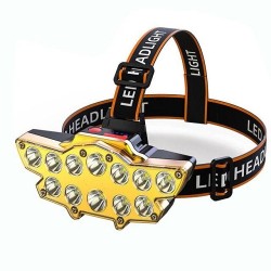 12 Head Torch Headlamp USB Rechargeable Head Light