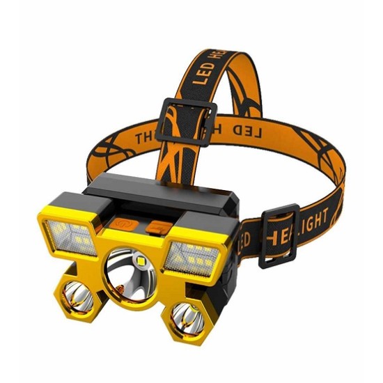 Head Torch 5 Head Headlamp USB Rechargeable Head Light