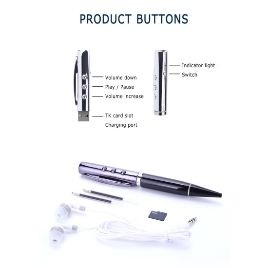 Pen Voice Recorder With Mp3 player option 