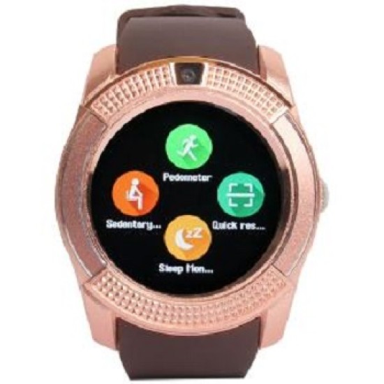 V8 Smart Mobile Watch Bluetooth Touch Screen Single Sim with Camera - Gold