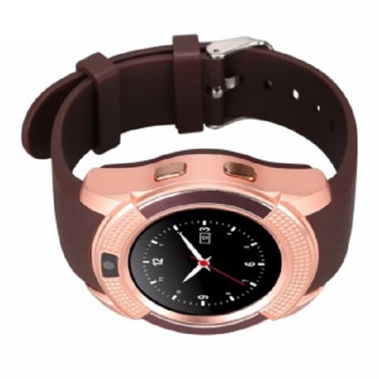 V8 Smart Mobile Watch Bluetooth Touch Screen Single Sim with Camera - Gold